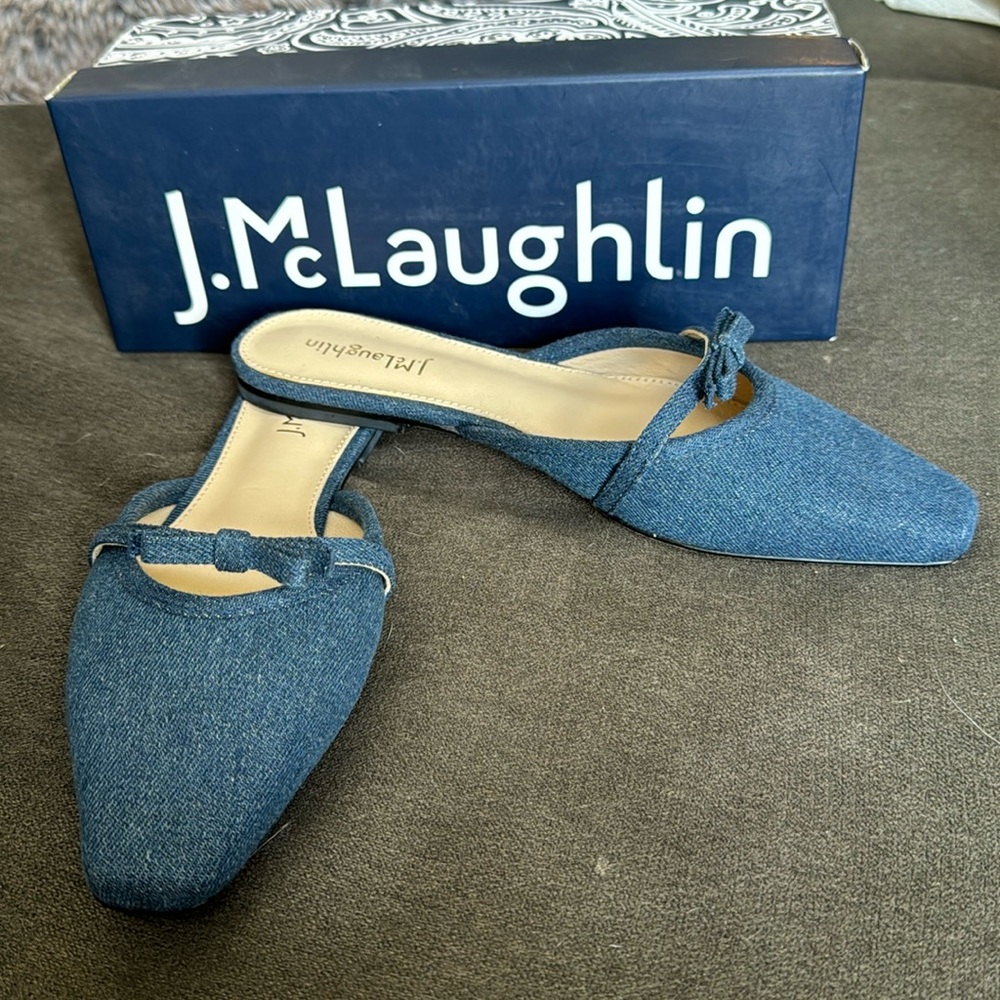 NIB J.McLaughlin Denim Slides sz 7
